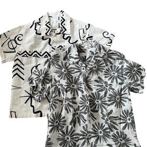 Zara Kids Black and White Graphic Button Down Shirts Bundle